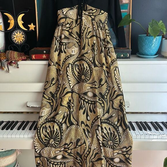 Nu-Mode Vintage 70’s Black and Gold Long Sleeve Dress Small - Picture 2 of 16